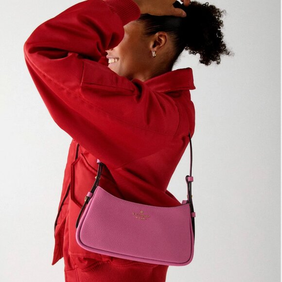 New Kate Spade Juliette Small Shoulder Bag Pebble Leather Nouveau Rose - Picture 3 of 4